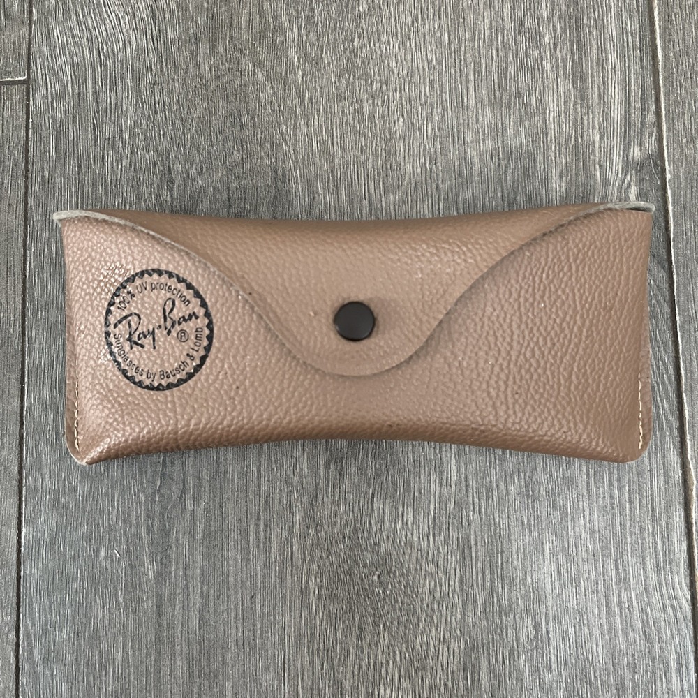 Ray Ban Sunglasses Case Snap Open Light Brown